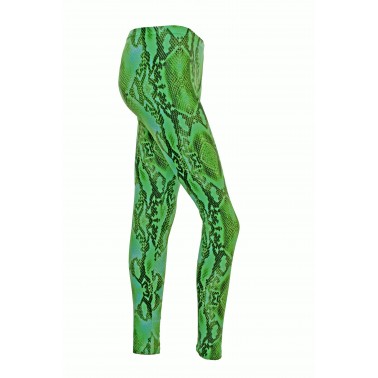 Footless Tights Lycra Green Snake Print