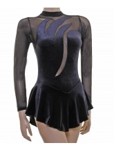 Skater Dress Black smooth Velvet & Mesh S109a (DD-SKATER-S104)