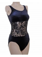Lacey Sleeveless Dance Leotard Smooth Velvet with Lace Midriff (DD-LACEYV)
