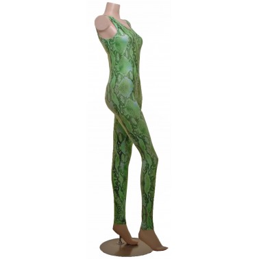 Gemma Footless Green Snake Print Catsuit