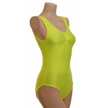 Angela Sleeveless Dance Leotard Flo Yellow Lycra