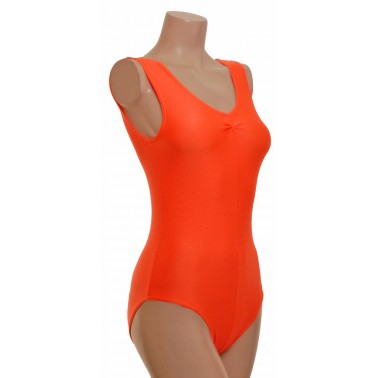 Angela Sleeveless Dance Leotard Flo Orange Lycra