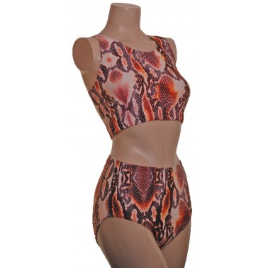 POLE DYNAMIX BROWN SNAKE SET MUSCLE BACK CROPTOP/HIGH WAIST NIX