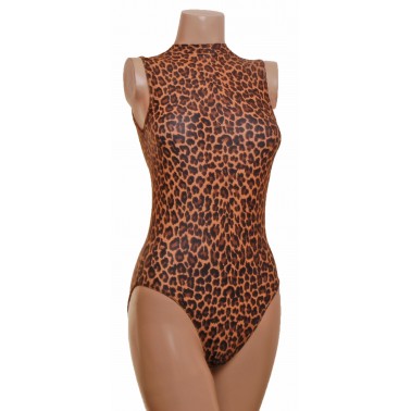 Polly Sleeveless Polo Dance Leotard Leopard Print