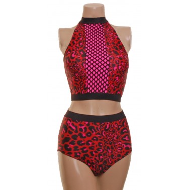 POLE DYNAMIX RED LEOPARD PRINT LINED SET