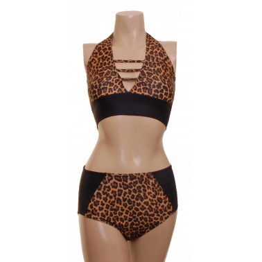 POLE DYNAMIX LEOPARD CROPTOP AND NIX HALTER NECK SET