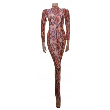 Elsa Brown Snake Print Catsuit