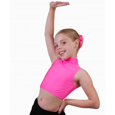 Sleeveless Polo Dance Crop Tops Lycra