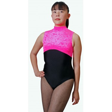 Polly Sleeveless Polo Dance Leotard Velvet/Black Lycra