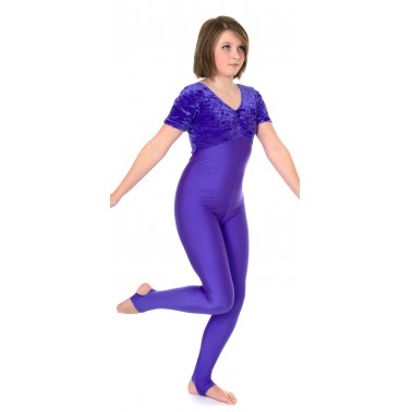 Zoe Short Sleeve Catsuit Velvet/Lycra