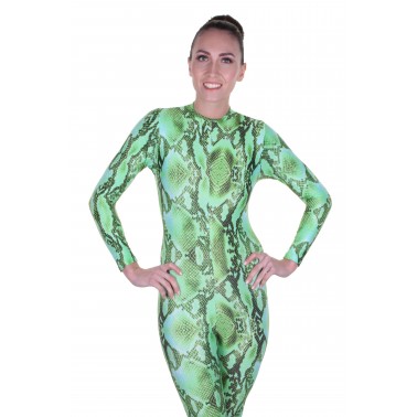 Elsa Green Snake Print Catsuit