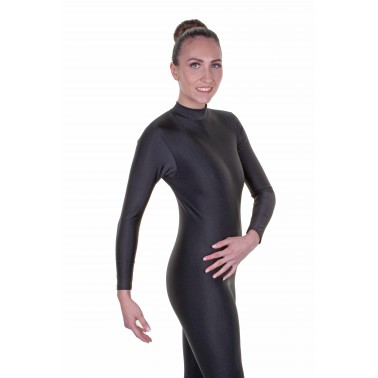 Dancewear Elsa Catsuit Long Sleeves Polo Full Back Black Ice Sparkle Kids Dancewear