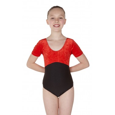 Simone Short Sleeve Dance Leotard Velvet/Black Lycra