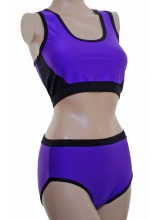 POLE DYNAMIX PURPLE LYCRA/BLACK BINDING- t8a/p6a (DD-POLE DYNAMIX PURPLE LYCRA CROPTOP&HOTPANTSCOPY)