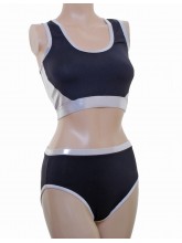 POLE DYNAMIX BLACK LYCRA SILVER BINDING SET (#t8d/p6f) (DD-POLE DYNAMIX BLACK LYCRA CROPTOP&NIXCOPY)