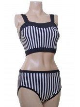 POLE DYNAMIX BLACK AND WHITE SWEETHEART  CROPTOP&NIX (#t14b/p6e) (POLE DYNAMIX BLACK&WHITE STRIPECOPY)