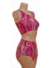 POLE DYNAMIX PINK SNAKE SET MUSCLE BACK CROPTOP/HIGH WAIST NIX (DD-POLE DYNAMIX LYCRA CROPTOPHIGHWAISTNIXCOPYCOPY)