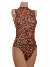 Polly Sleeveless Polo Dance Leotard Leopard Print (DD-POLC)