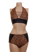 POLE DYNAMIX LEOPARD CROPTOP AND NIX HALTER NECK SET (DD-POLE DYNAMIX  NECK TIE CROPTOPHOTPANTSCOPY LEOPARD PRINTPYCOPYCOPY)