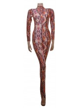 Elsa Brown Snake Print Catsuit (SHOW-ELSA- BROWN SNAKE)