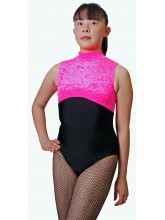 Polly Sleeveless Polo Dance Leotard Velvet/Black Lycra (DD-POLVLB)