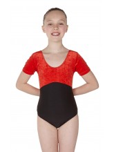 Simone Short Sleeve Dance Leotard Velvet/Black Lycra (DD-SIMVLB)