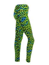 Footless Tights Lycra Green Leopard Print (DD-STL-GREENLEOPARD)