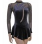 Skater Dress Black smooth Velvet & Mesh S109a