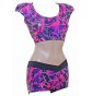 POLE DYNAMIX PURPLE/PINK SILVER METALIC CROP TOP&HOTPANTS (#t5a/p2b)