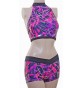 POLE DYNAMIX PURPLE/PINK SILVER METALIC HALTER NECK CROPTOP&NIX (#t4a/p2b)