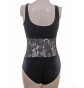 Lacey Sleeveless Dance Leotard Smooth Velvet with Lace Midriff