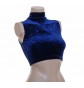 Sleeveless Polo Dance Crop Tops Velvet