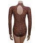 Penny Leopard  long sleeve Polo Dance Leotard