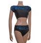 POLE DYNAMIX BLACK MERYL/KINGFISHER LYCRA OVERLAID WITH CONTOUR LACE