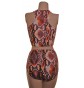 POLE DYNAMIX BROWN SNAKE SET MUSCLE BACK CROPTOP/HIGH WAIST NIX