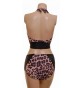 POLE DYNAMIX CLOUDED LEOPARD CROPTOP AND NIX HALTER NECK SET