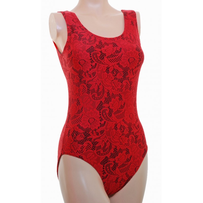 Red lace leotard discount